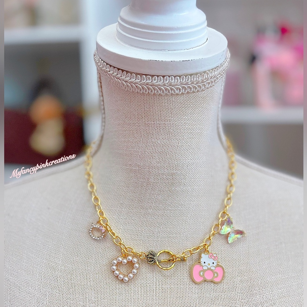 Hello Kitty Gold Plated Handmade Charm Necklace